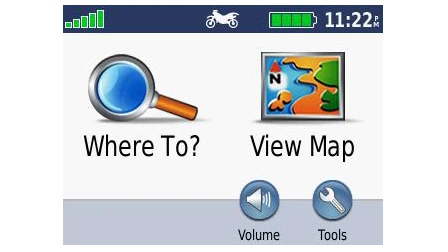 The Garmin Zumo 220 main menu