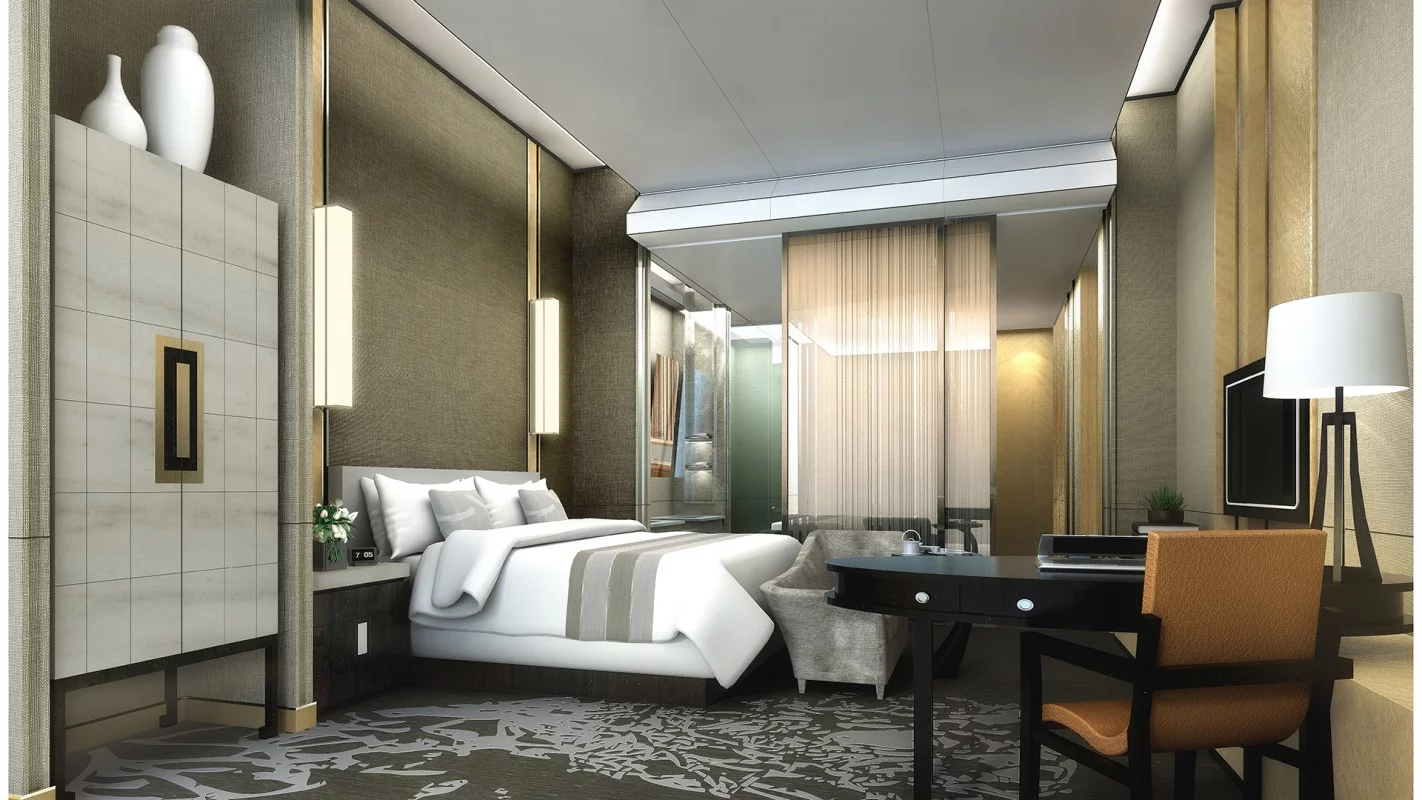 A room in the Yanqi Lake Kempinski Hotel