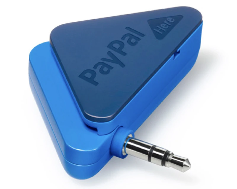 The PayPal Here card reader attaches to a smartphone's audio jack
