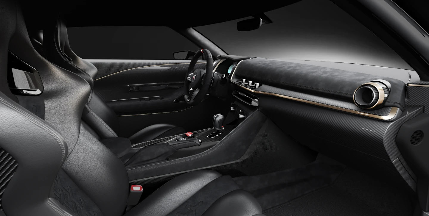 The gold interior trim matches all the gold paint outside