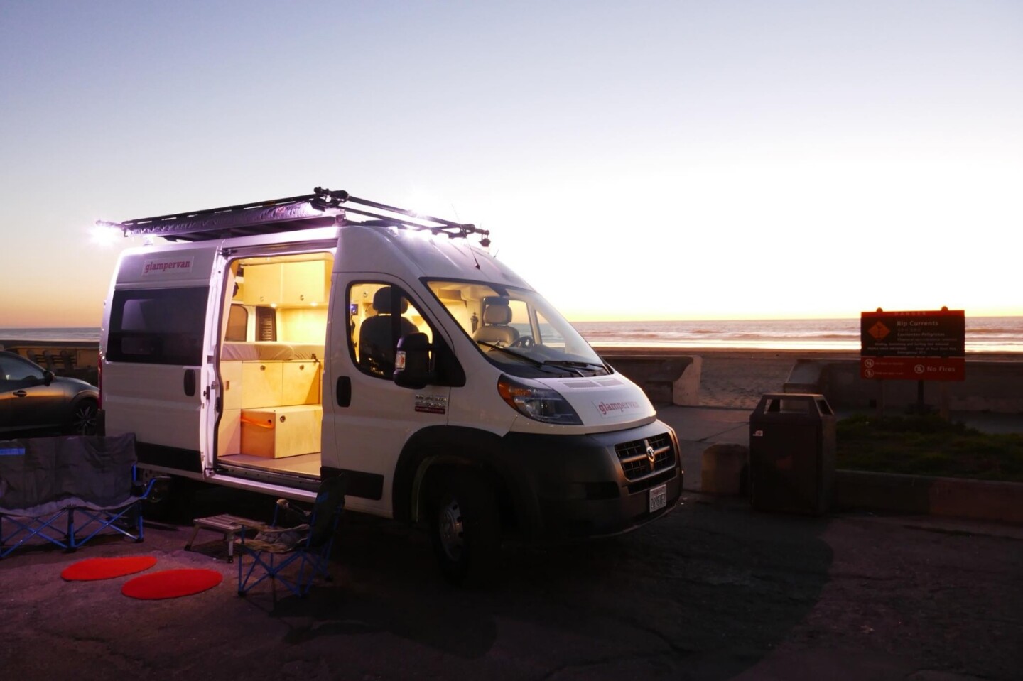 Glampervan offers a full interior and exterior lighting array to keep things visible at night