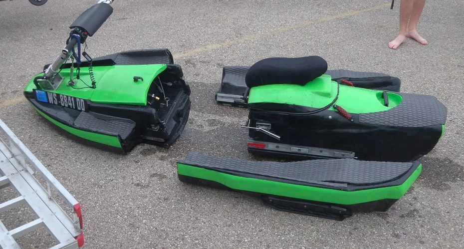 The BomBoard's modular design makes it easier to transport than larger single-piece PWCs