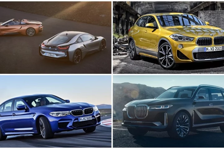 Several new BMW models will be debuting at the 2018 North American International Auto Show including the new i8 Coupe and Roadster (top left) as well as the all-new BMW X2 (top right)