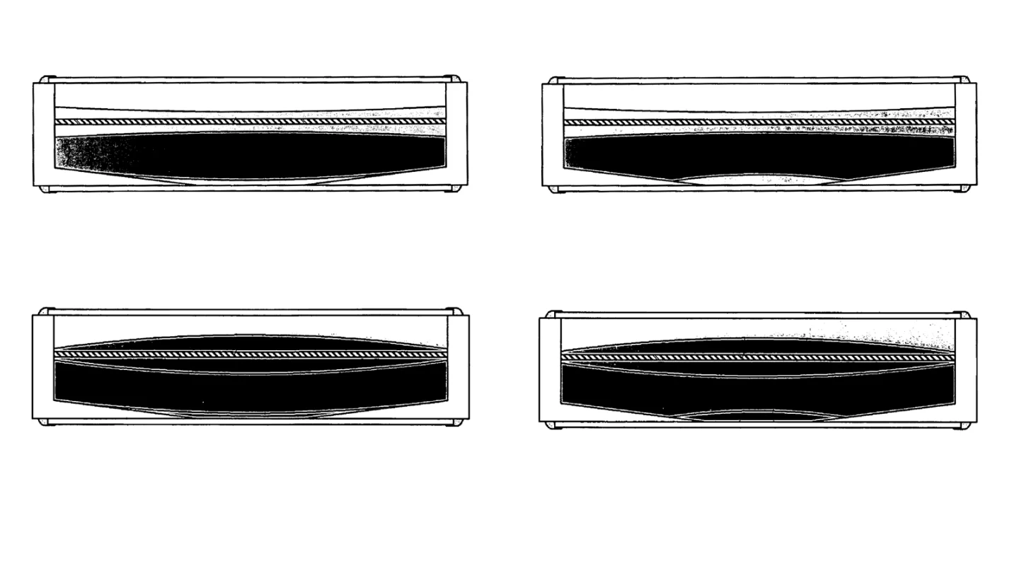Samsung's liquid zoom lens (clockwise from top left): initial operating state, autofocus lens operating, optical zoom lens operating, both autofocus and zoom lenses operating