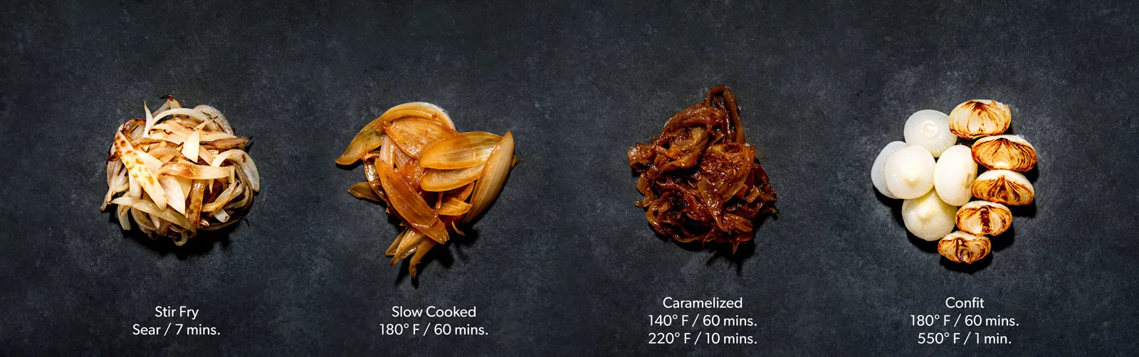 The Cinder Sensing Cooker cooks onions in various ways