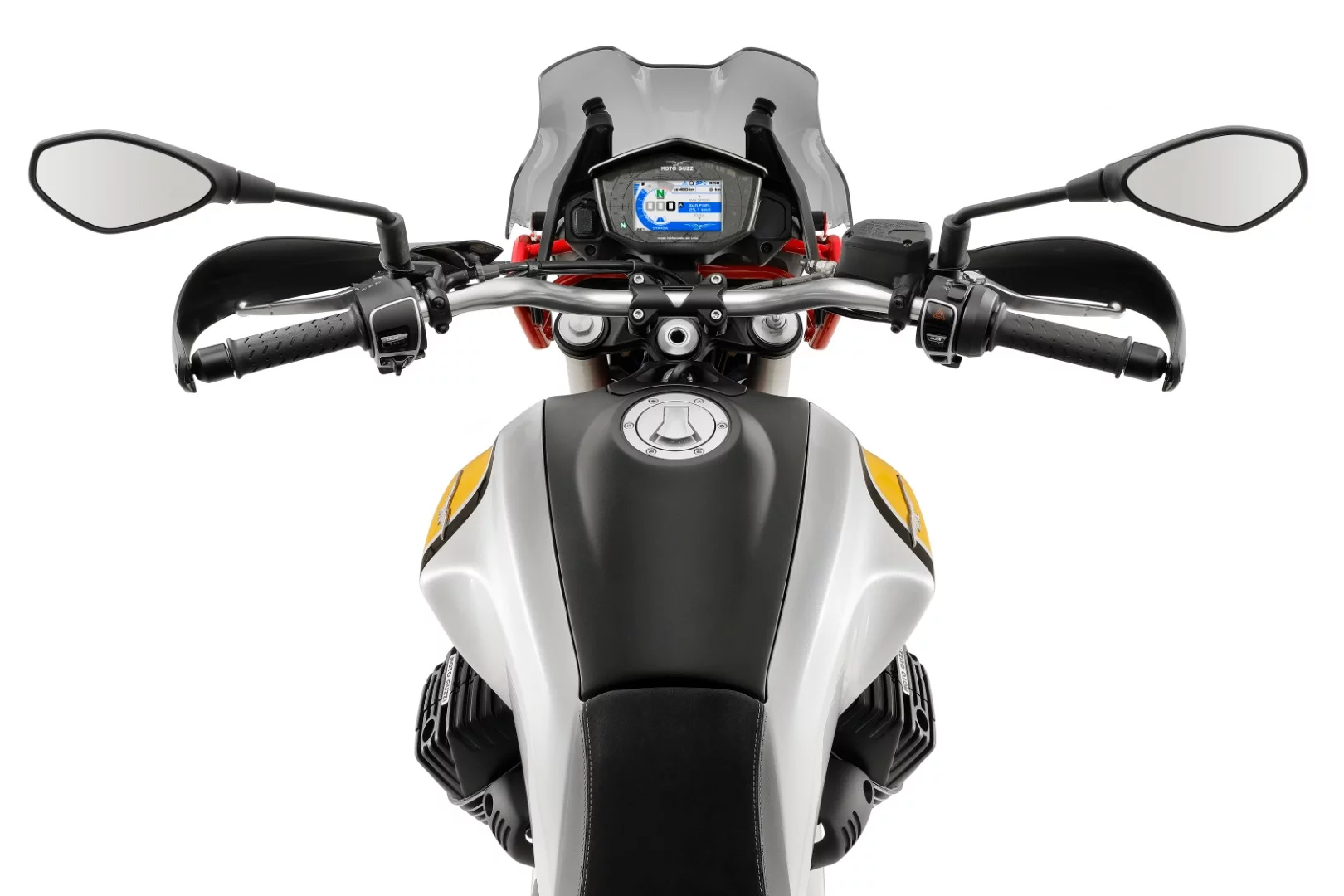 As much as the 2019 Moto Guzzi V85 TT is called a classic enduro, the color digital dash is unavoidable