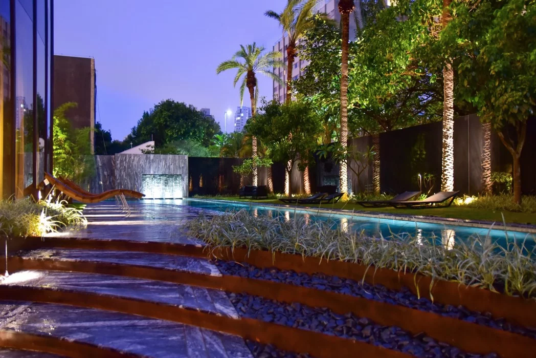 Pool area of Pininfarina's recently completed Cyrela apartment tower in Brazil