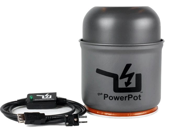 The power regulator in the PowerPot's USB cable incorporates an LED that illuminates when a current is present