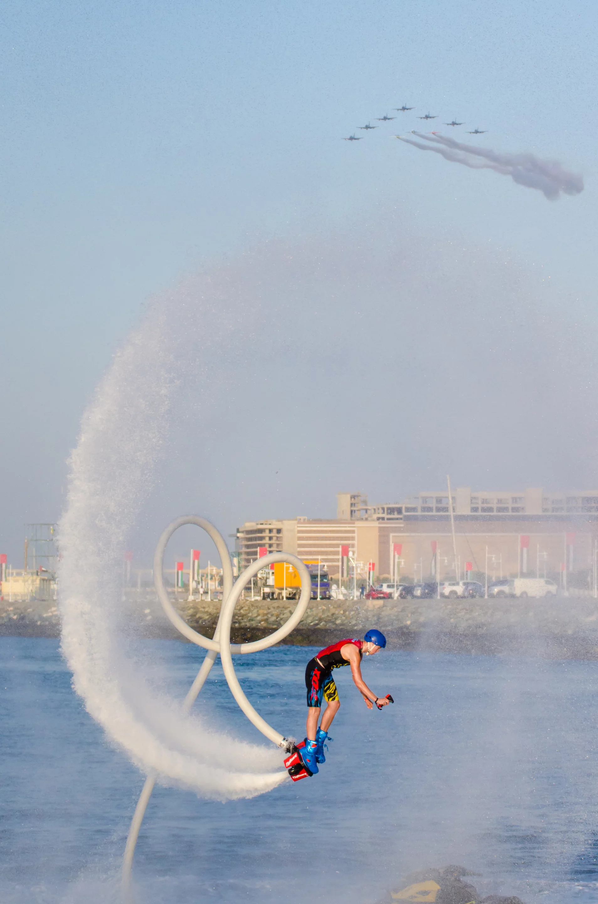 American Jake Orel took third place in the 2014 Flyboard World Cup held in Dubai, December, 2014 (Photo: Liam McKenna)