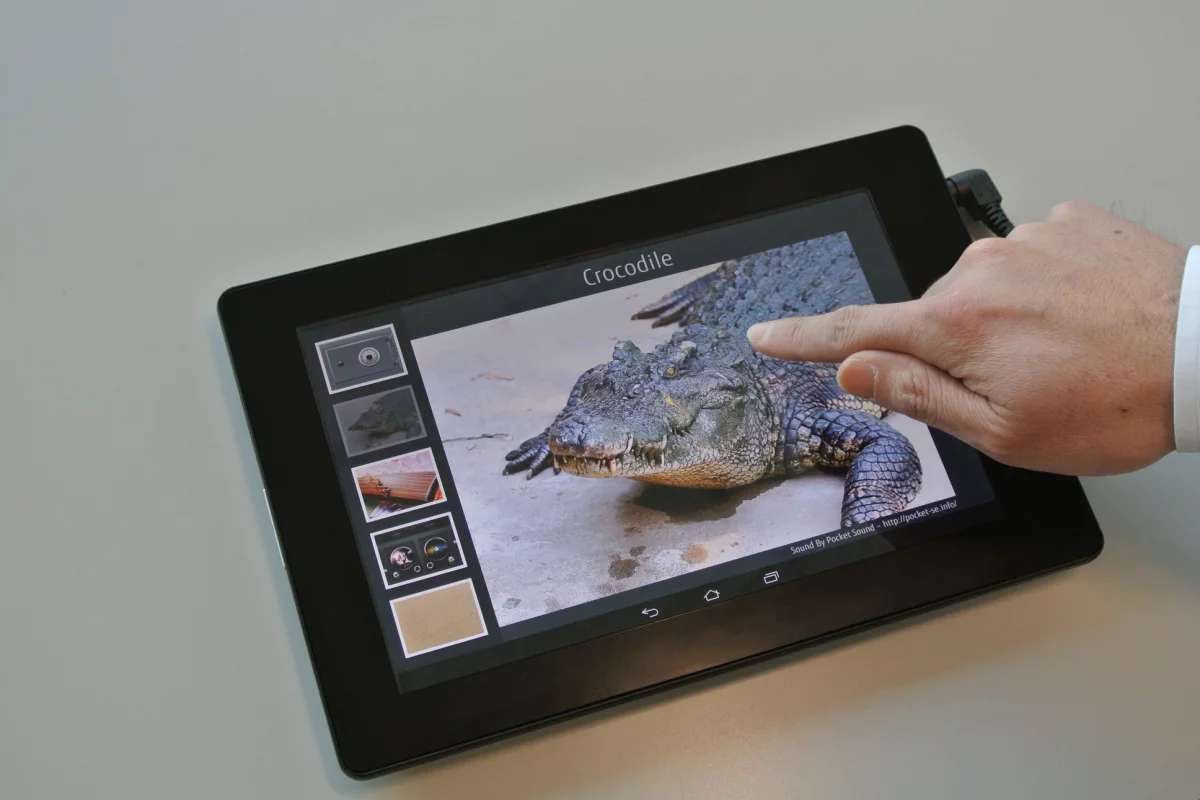 One of four tactile demos on Fujitsu's prototype haptic sensory tablet