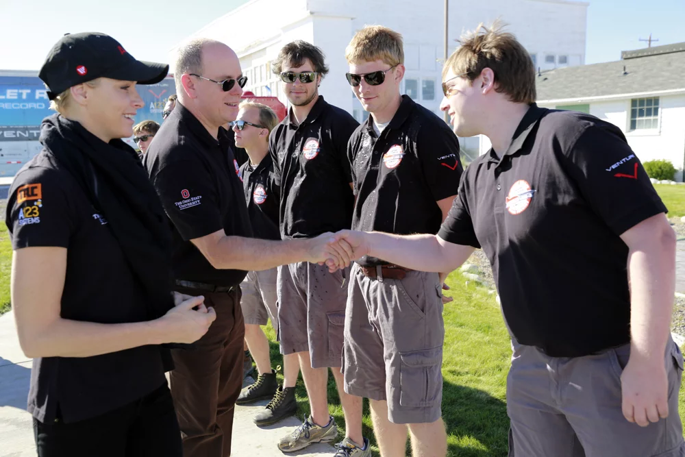 Students at Ohio University who worked on the car (Photo: Denis Boussard/Venturi Automobiles)