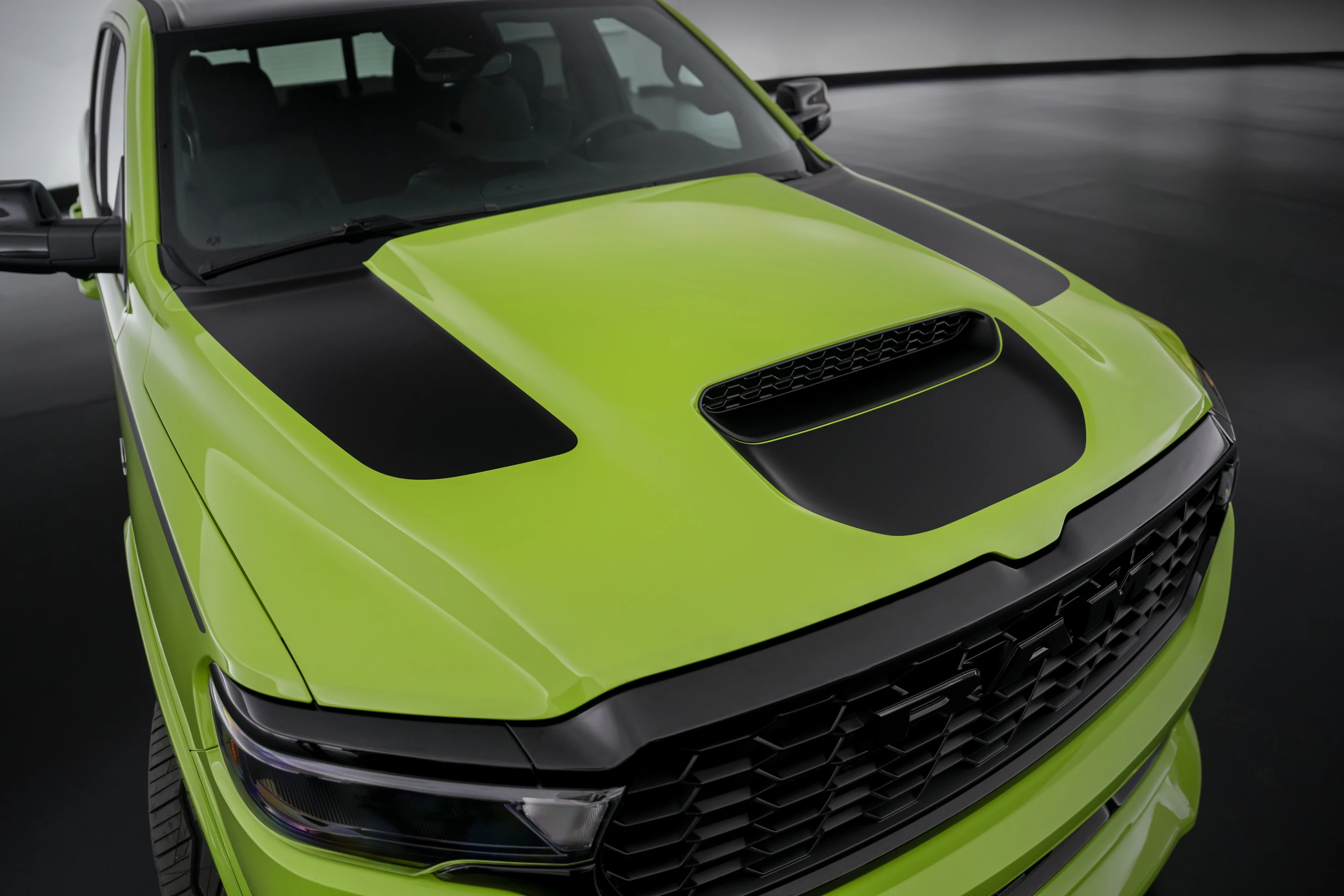 The Dude Ram Concept has contrasting paint to highlight the scoop, roofline, and more.