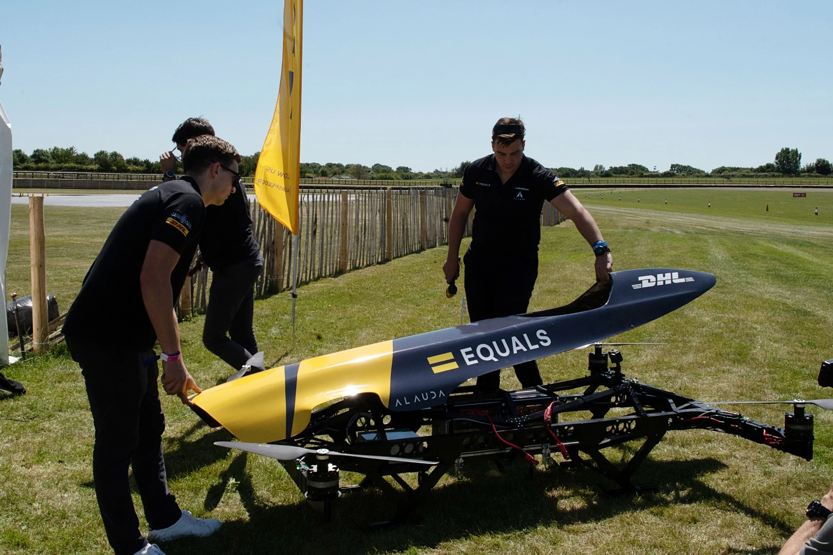 The Airspeeder team with the manned drone they hope to be racing before the end of next year