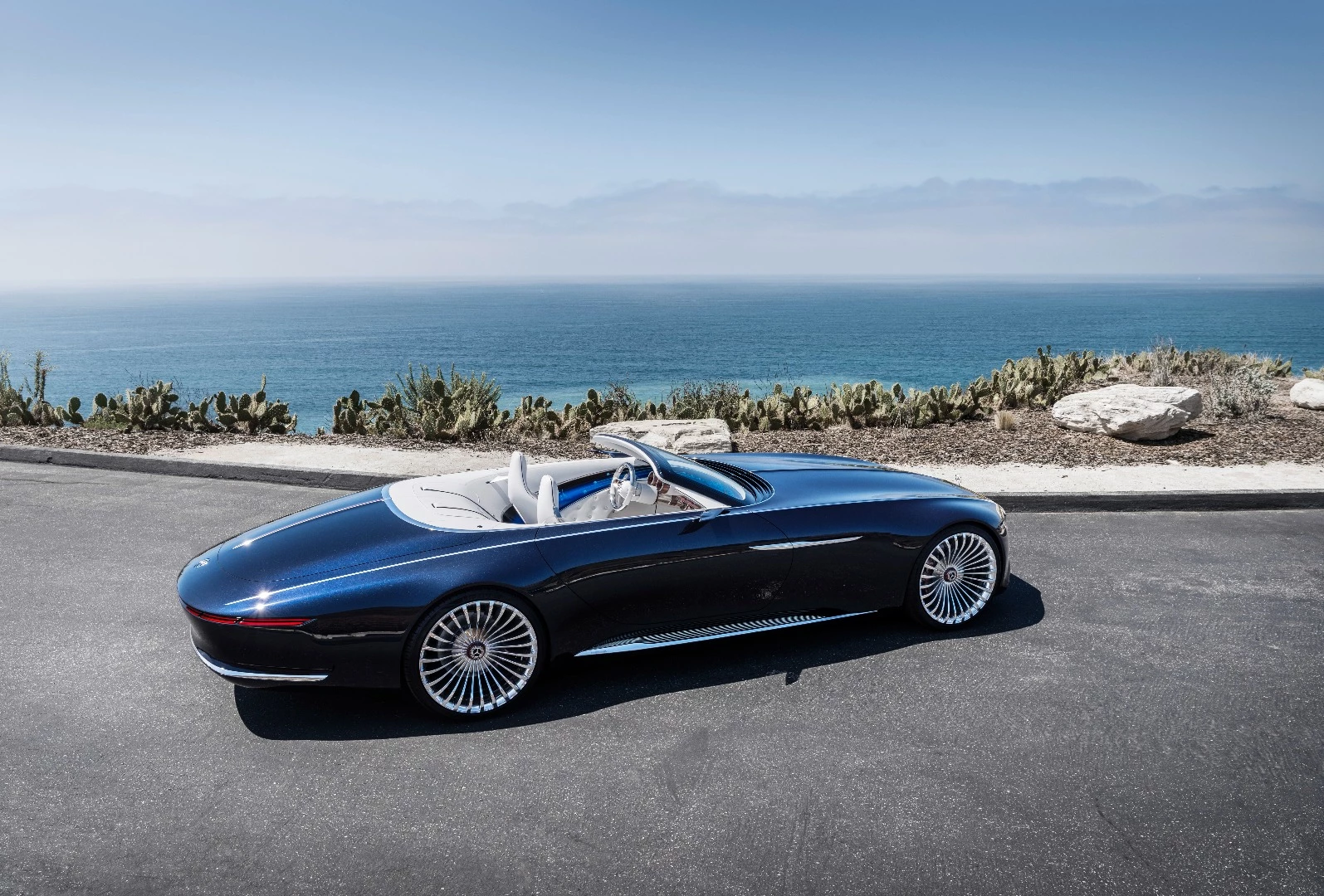 The 2017 Vision Mercedes-Maybach 6 Cabriolet is the droptop version of the Vision Mercedes-Maybach 6 Coupé presented at Pebble Beach in 2016