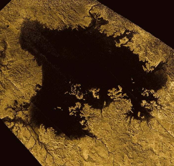 A Cassini image of the oceans on Titan
