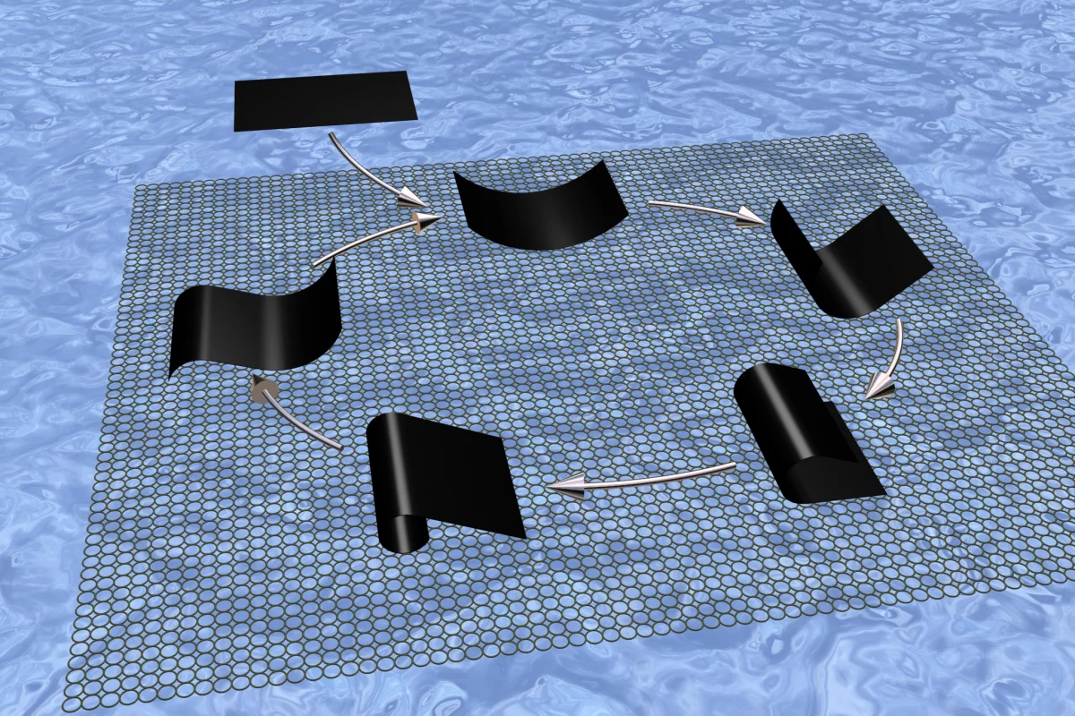 The new polymer film developed at MIT that generates power from water vapor (Image: Ning Zhang)