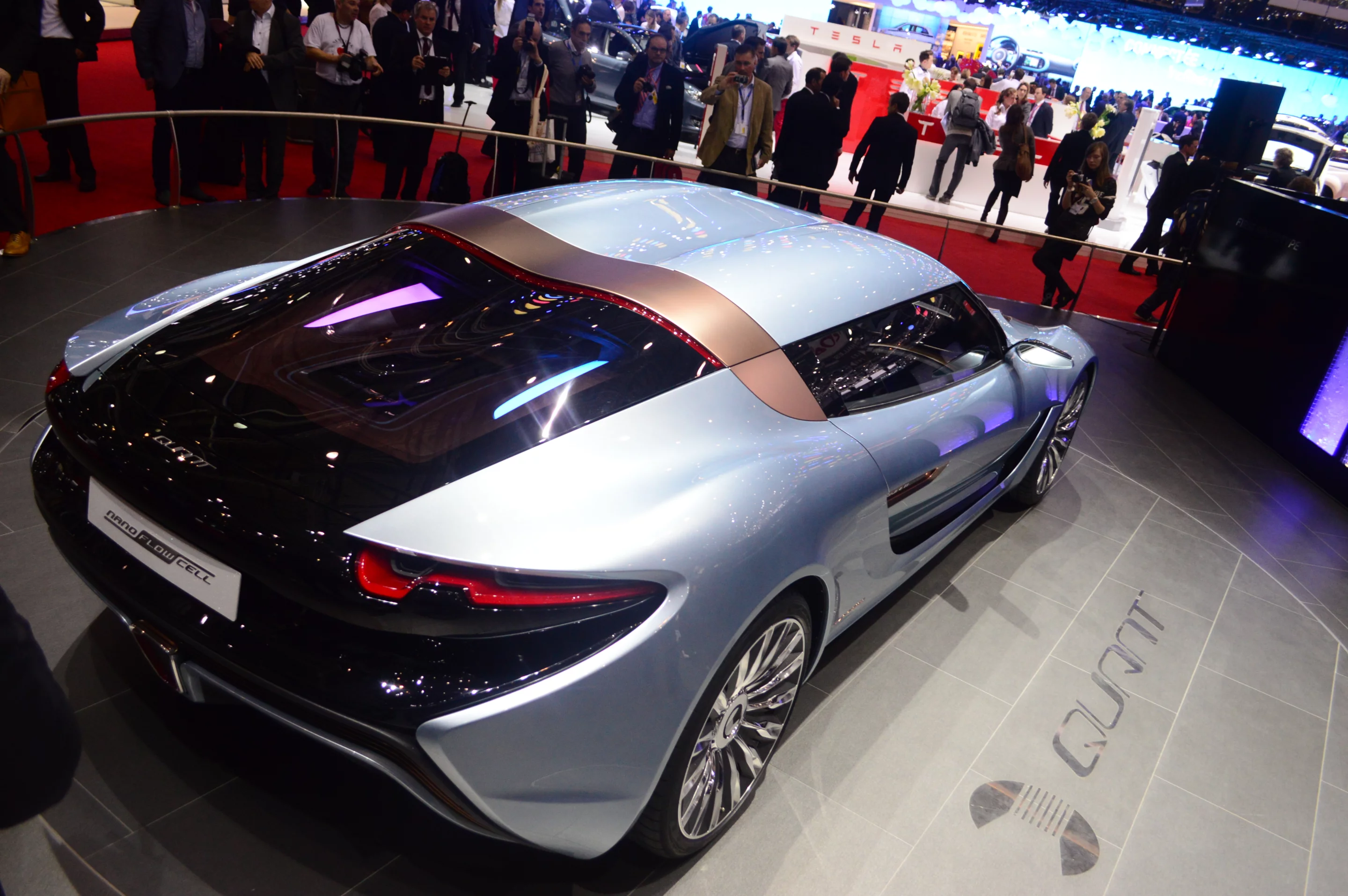 The light blue and copper color scheme signifies water and electricity