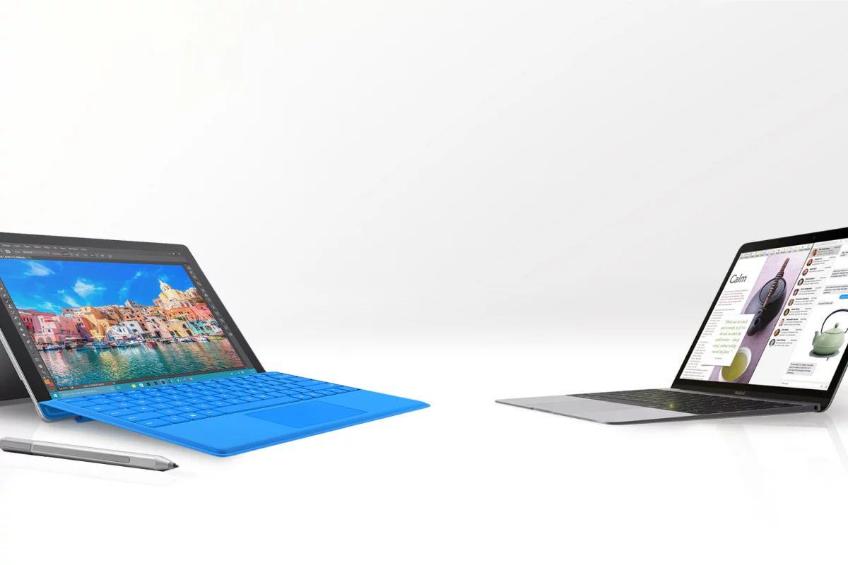 Gizmag compares the features and specs of the Surface Pro 4 (left) and Apple's "new MacBook"