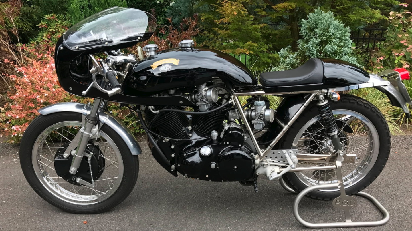 The name Fritz Egli has long been part of Vincent folklore, and Egli handed that mantle to Frenchman Patrick Godet. Godet now stands in his own right as the foremost Vincent modifier and restorer in the world, and this is a bike he created. Behind the new world record holder, this was the most expensive Vincent to change hands in Vegas. This Godet Vincent sold for $107,250