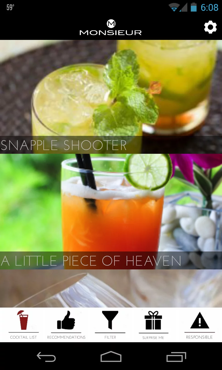 Monsieur has 25 drink selections per theme