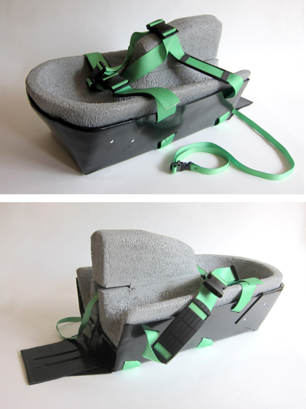 KneeFlyer's straps secure the rider to the board
