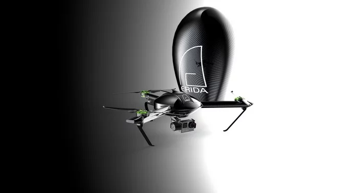 The drone folds to fit in an optional hard case