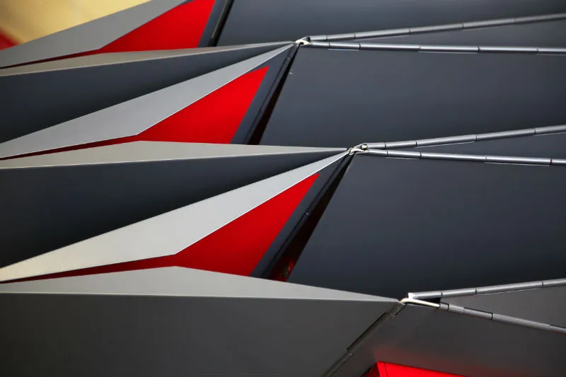External aluminum detail of the kiosk