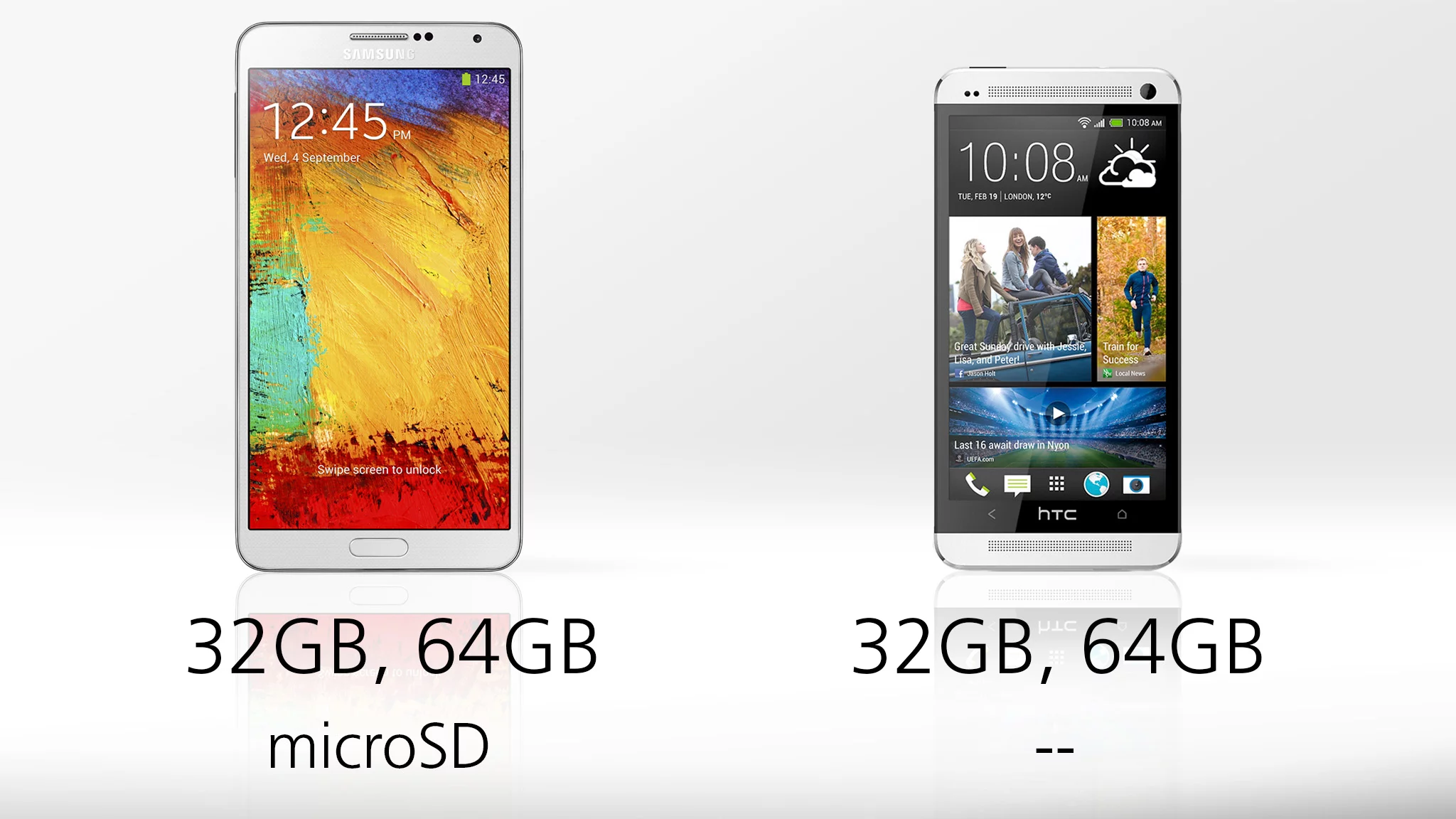 Internal storage options are even, though the Note has a microSD card slot