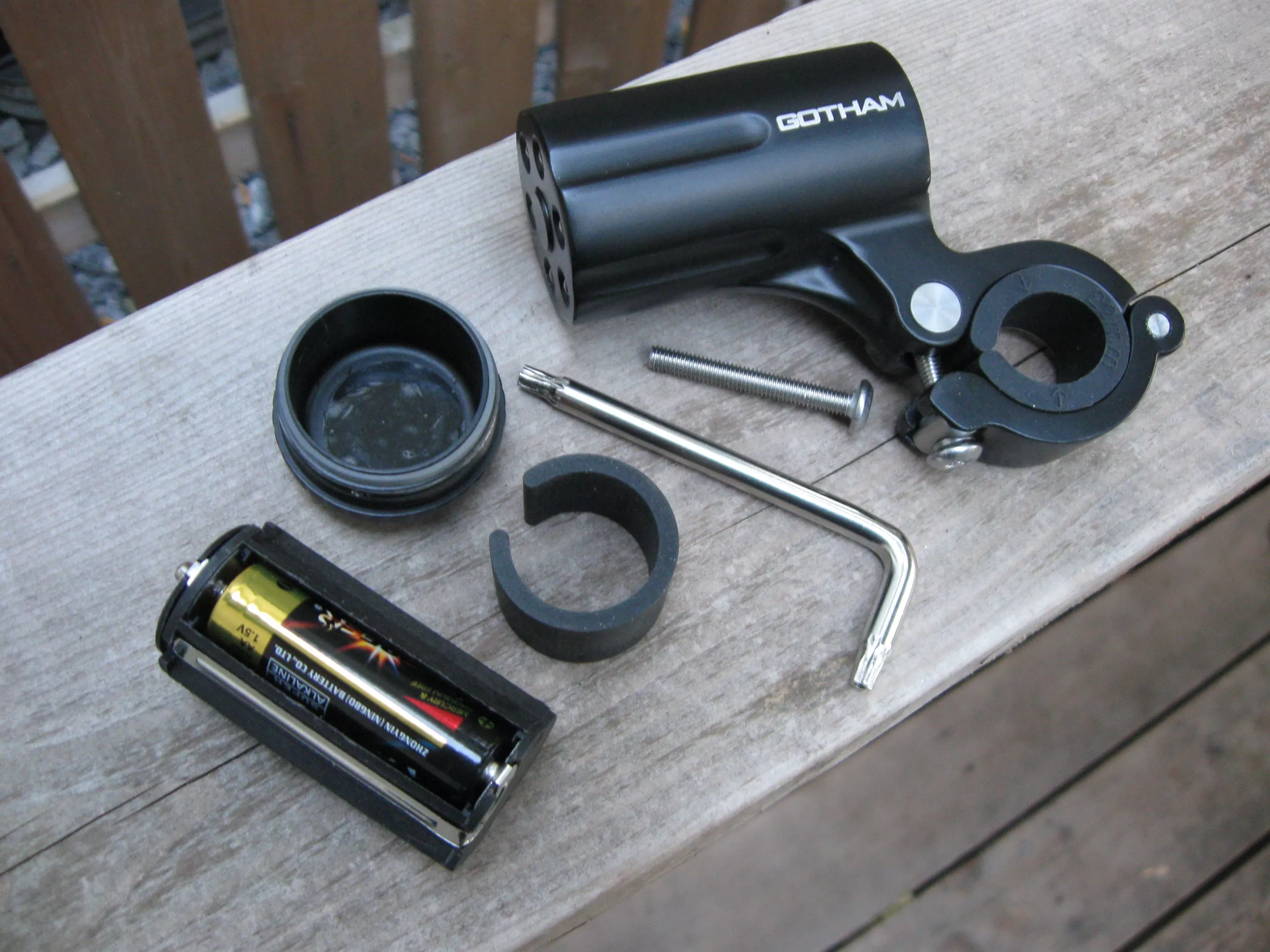 The various bits of the Defender package, including two lengths of mounting bolt and two thicknesses of clamp pads