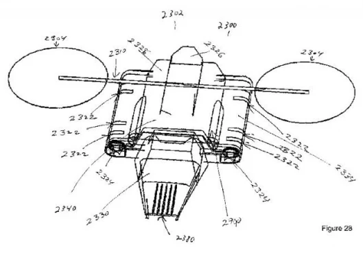 One of the diagrams included in the Personal Flight Systems patent
