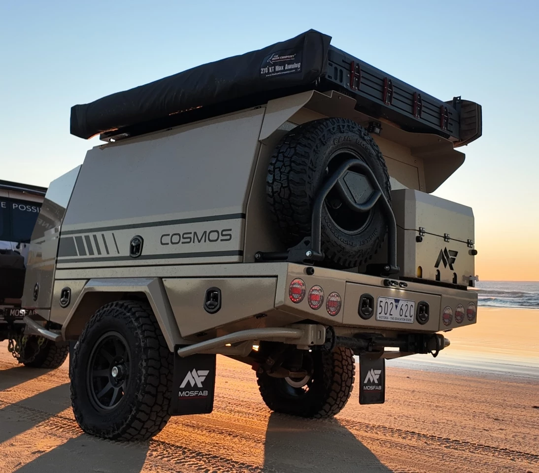 It looks like a basic box from the outside, but the Mosfab Cosmos packs more smarts than the average trailer