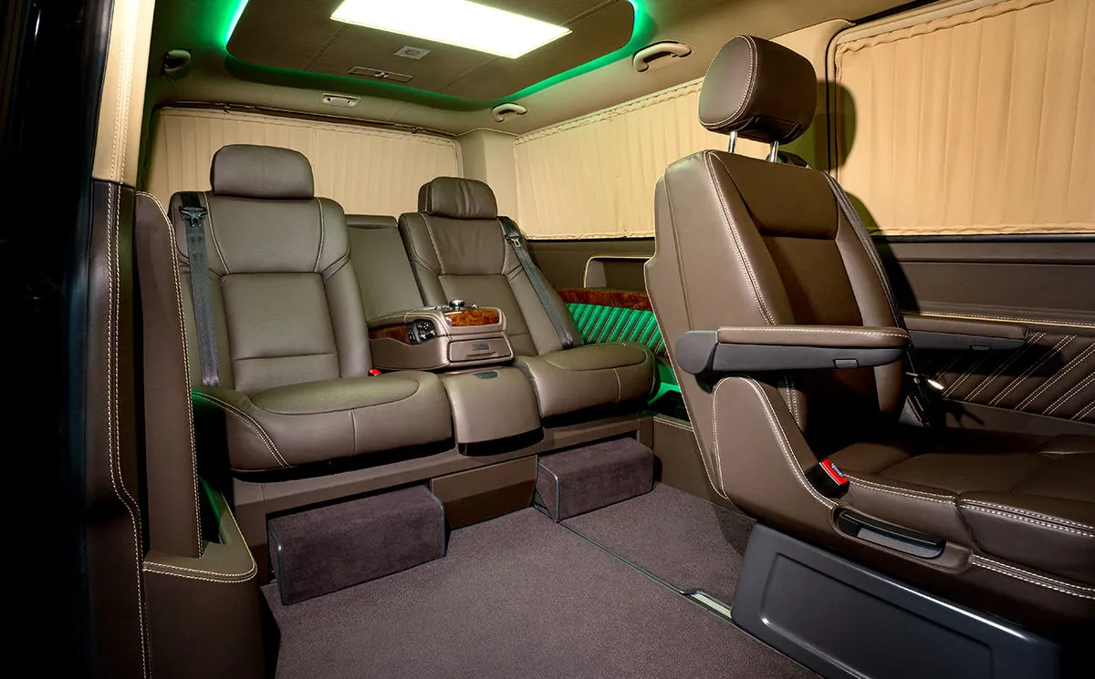 Retractable footrests slide out from below the rear seats