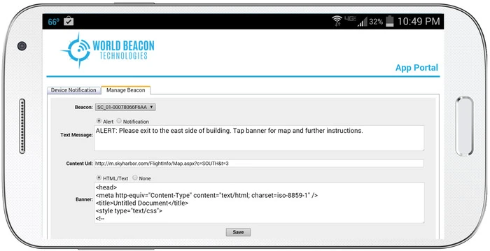 The beacons can be programmed to push information to a user's mobile device over Bluetooth LE when they come within a range of 300 ft radius (92 m)