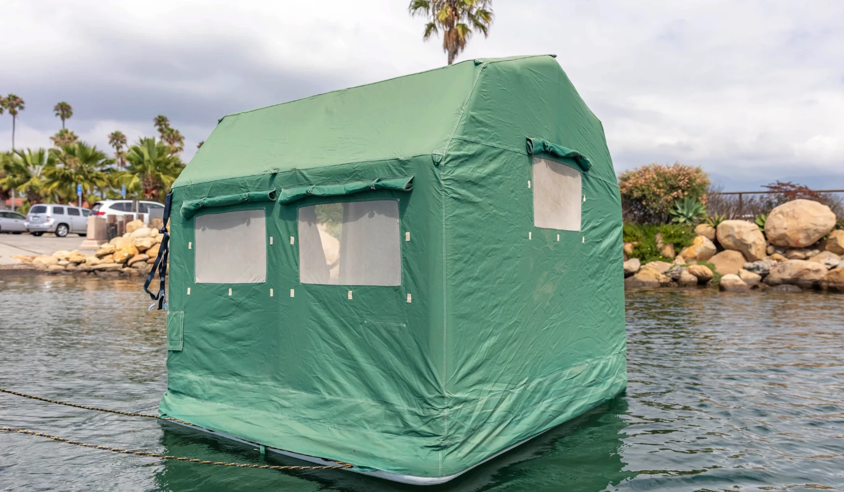 The LC-8 joins a few other inflatable tents in offering an on-water camping option