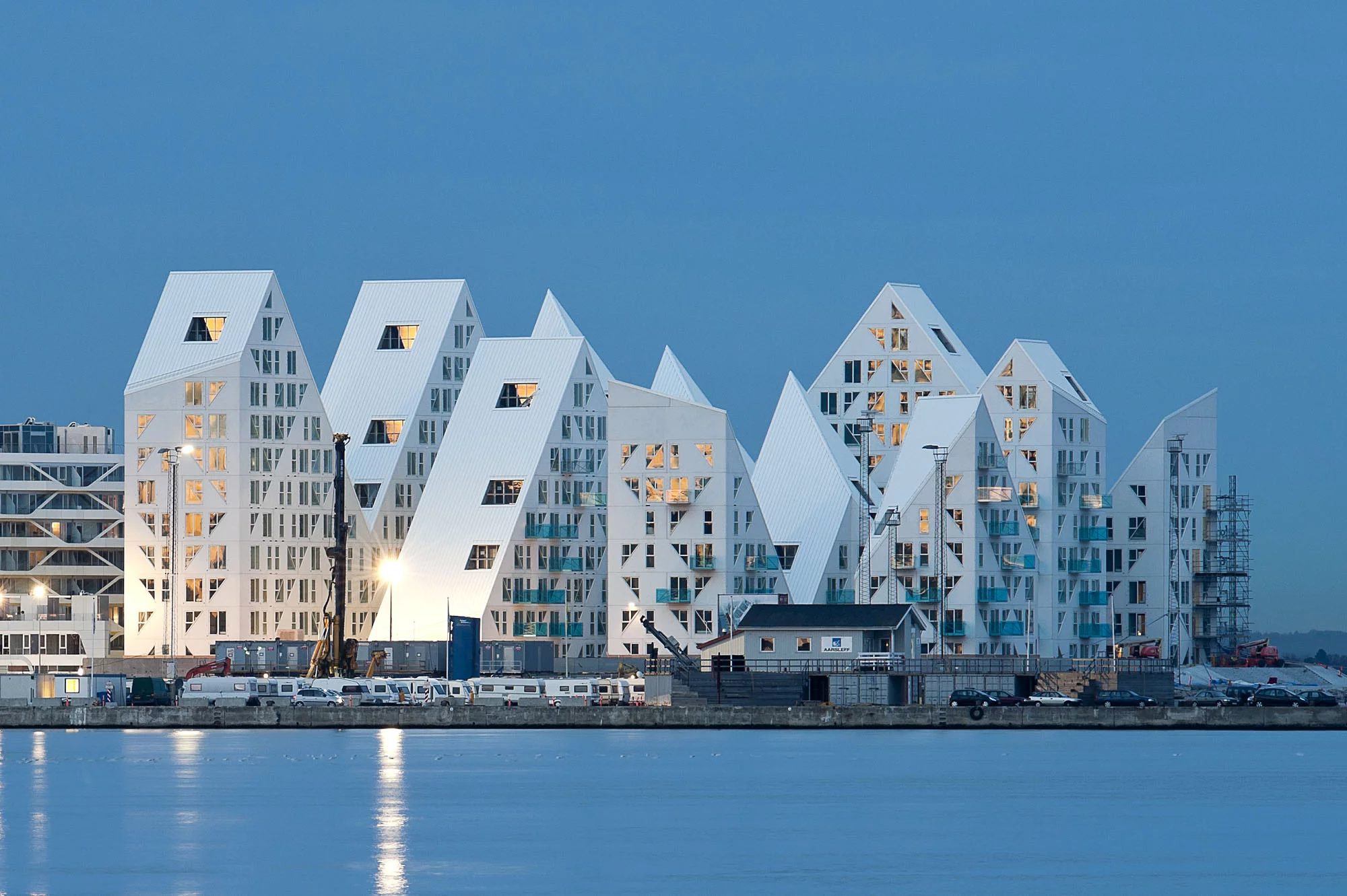 Isbjerget is an apartment complex built on the waterfront of Aarhus in Denmark