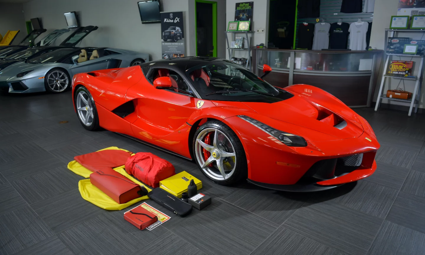 The LaFerrari, along with its toolkit and accessories