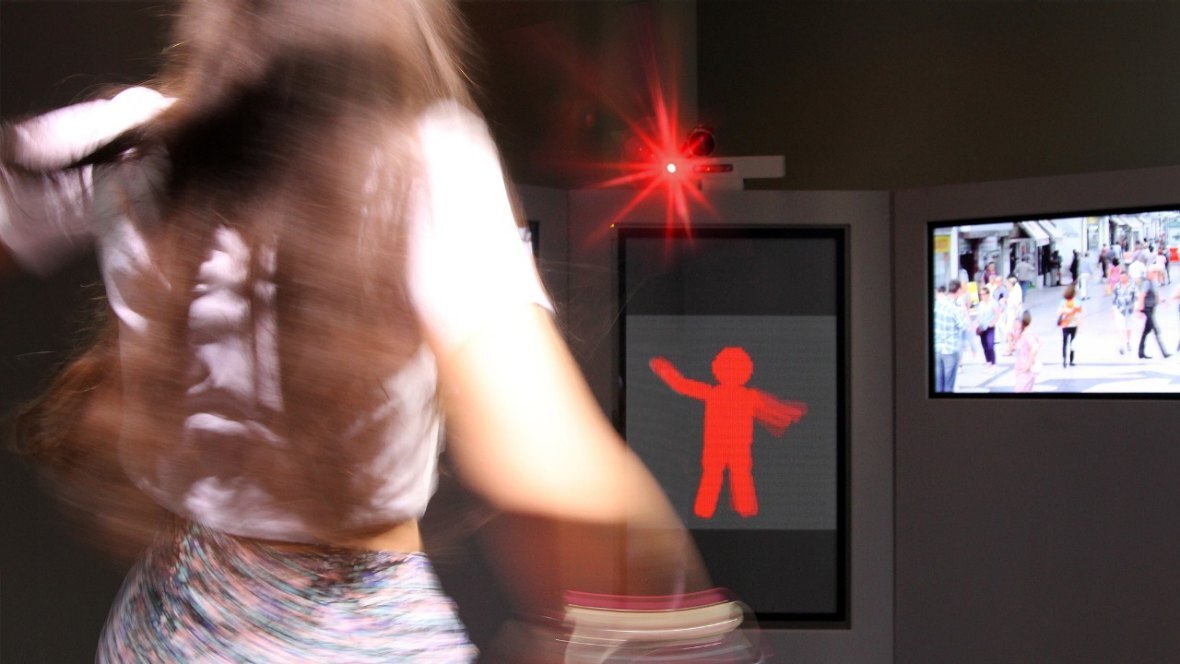 When it was time for the traffic to start moving, the music started and the person in the booth was prompted to begin dancing