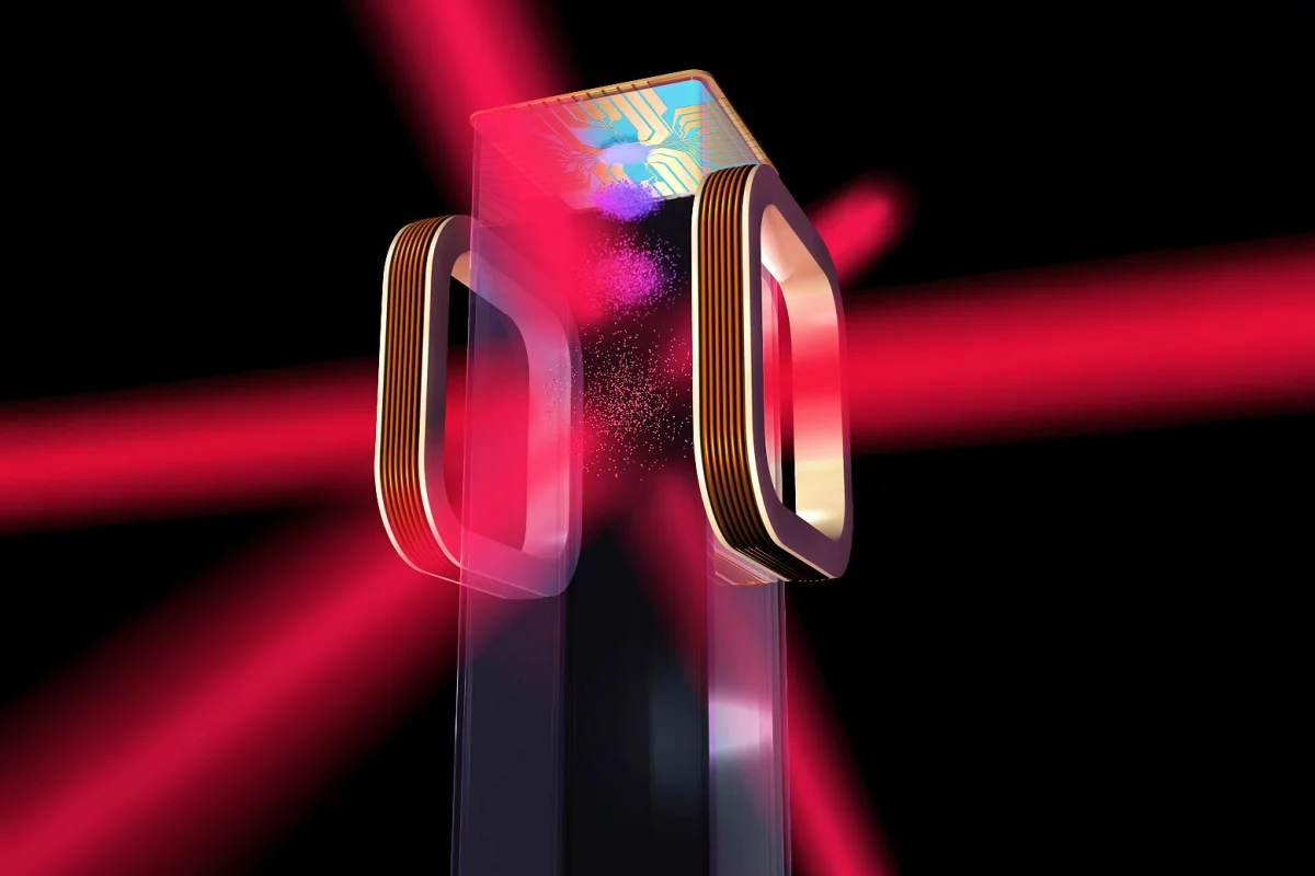 Artist's conception of a quantum atomic gas undergoing laser cooling in an ultracold refrigerator (Photo: NASA)