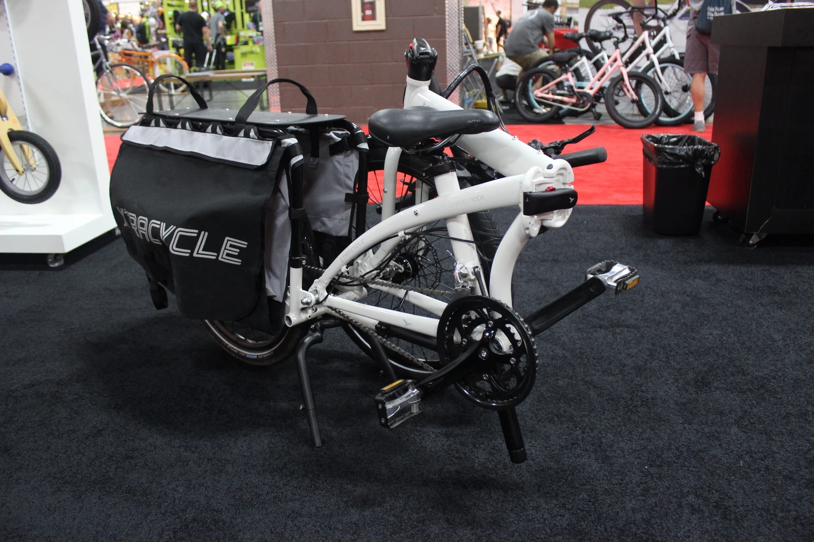 The Cargo Node folds in half by way of Tern's patented "N-Fold Technology"
