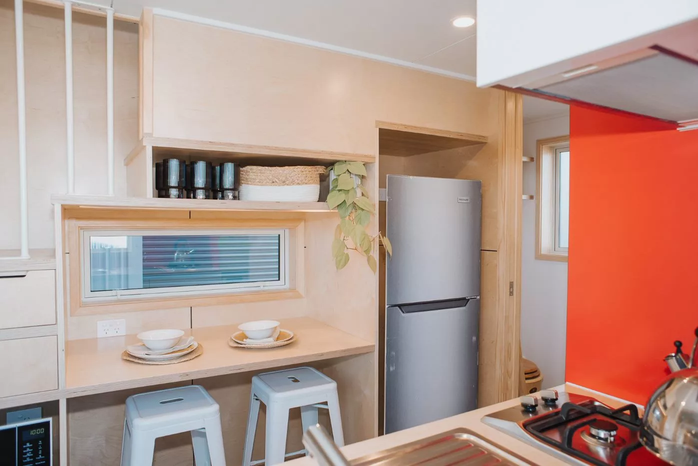 The Babbalucci's kitchen area includes a breakfast bar for two people, which is integrated into the split staircase