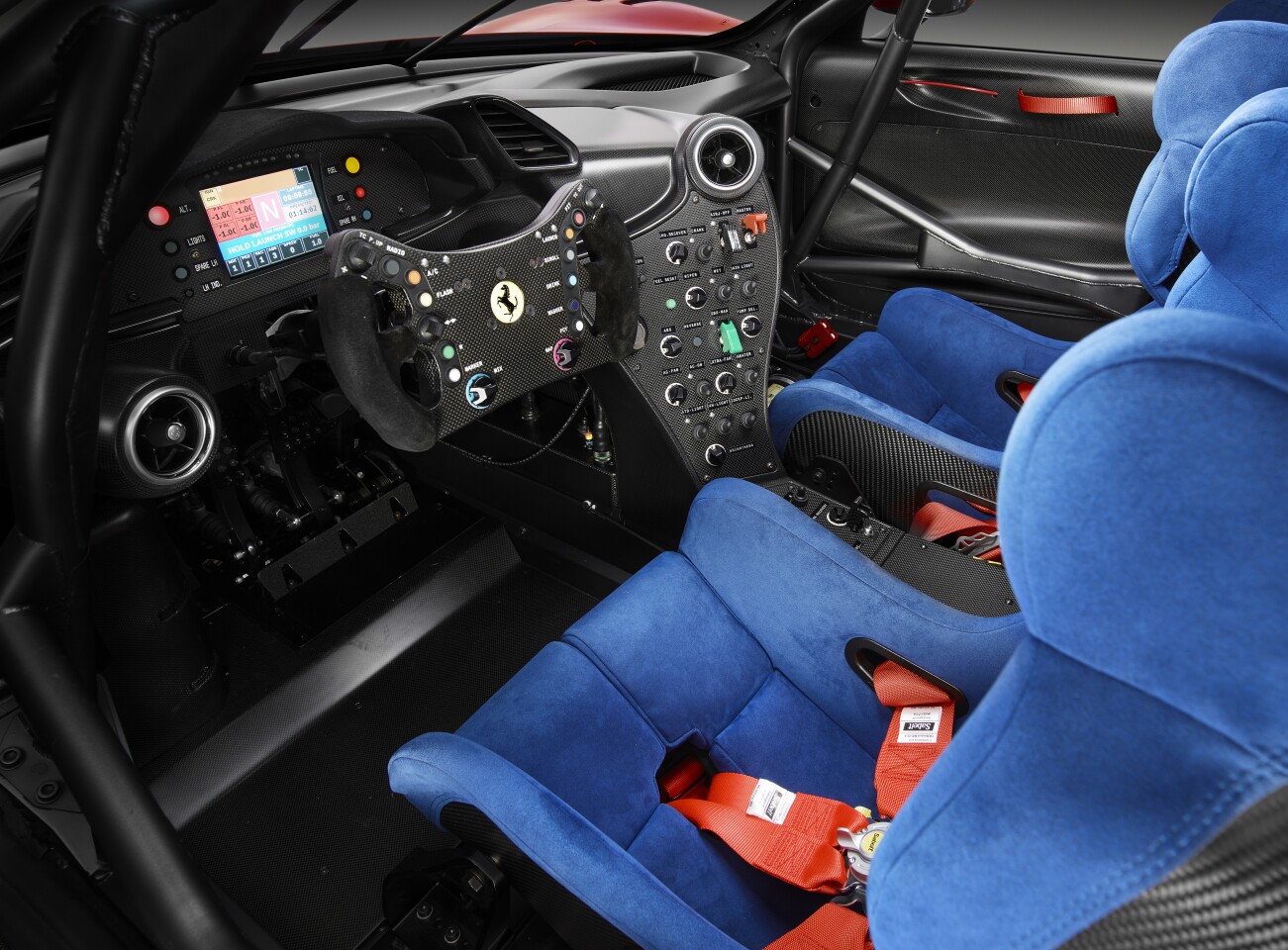 The interior is every bit a race car