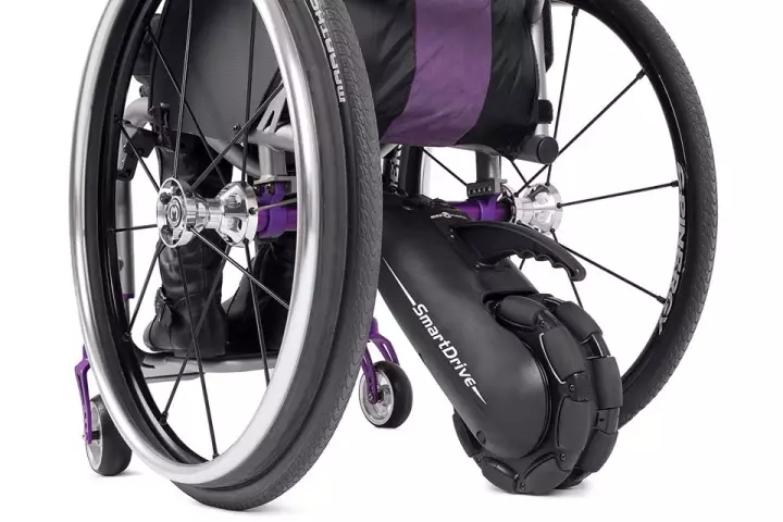 The Smart-Drive MX2 is an electric drive unit designed to attach to an ordinary wheelchair and give a much needed boost whenever it's needed