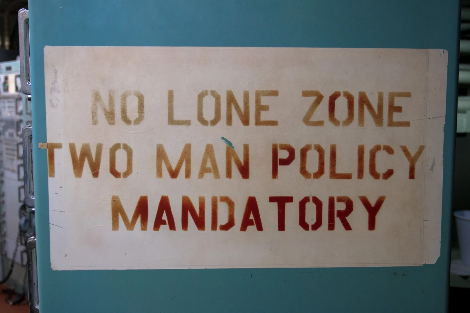 Many areas of the site could only be visited by at least two men at a time for security reasons