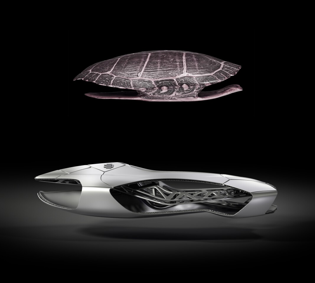 The Genesis is based on the turtle's shell which provides protection and cushioning