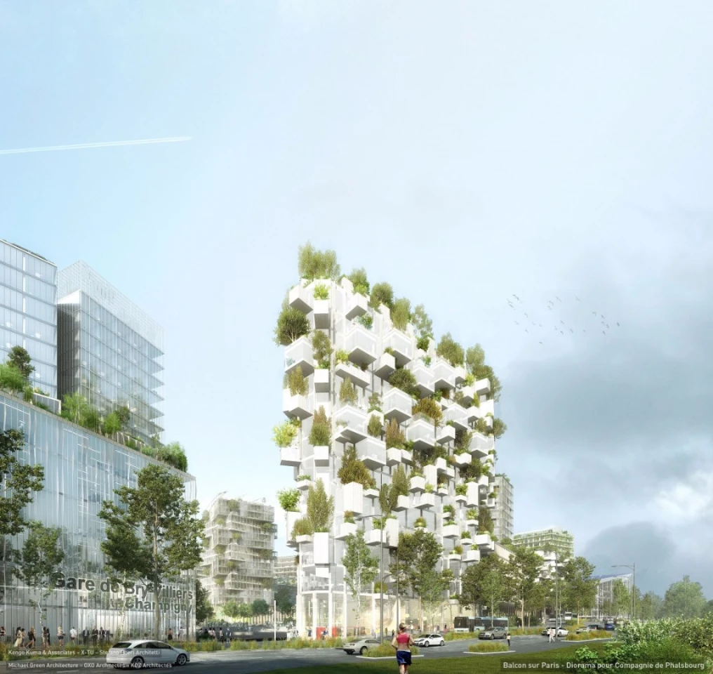 The entirely wooden Forêt Blanche tower will stand 54 meters (177 ft) tall