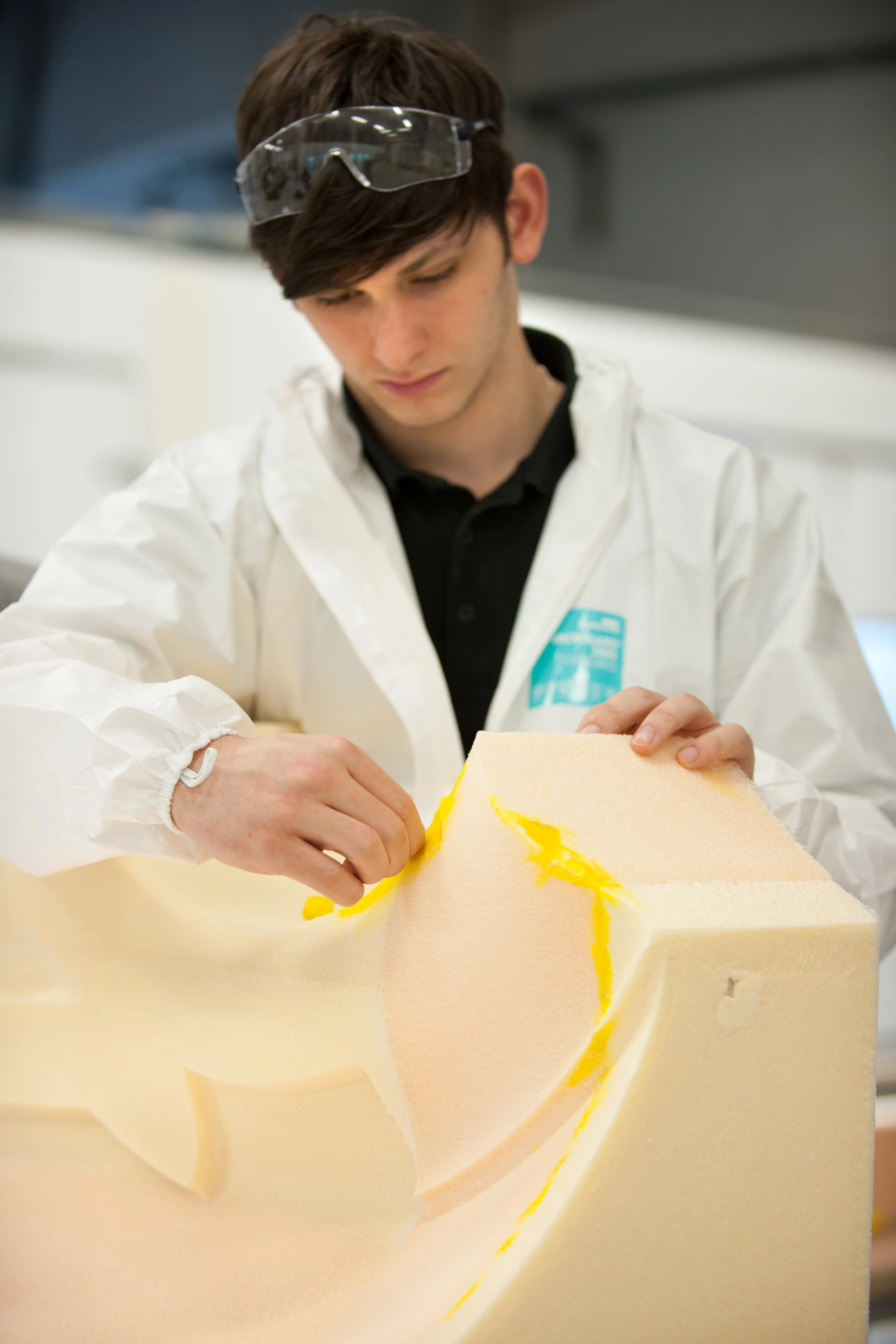 Student working on installation