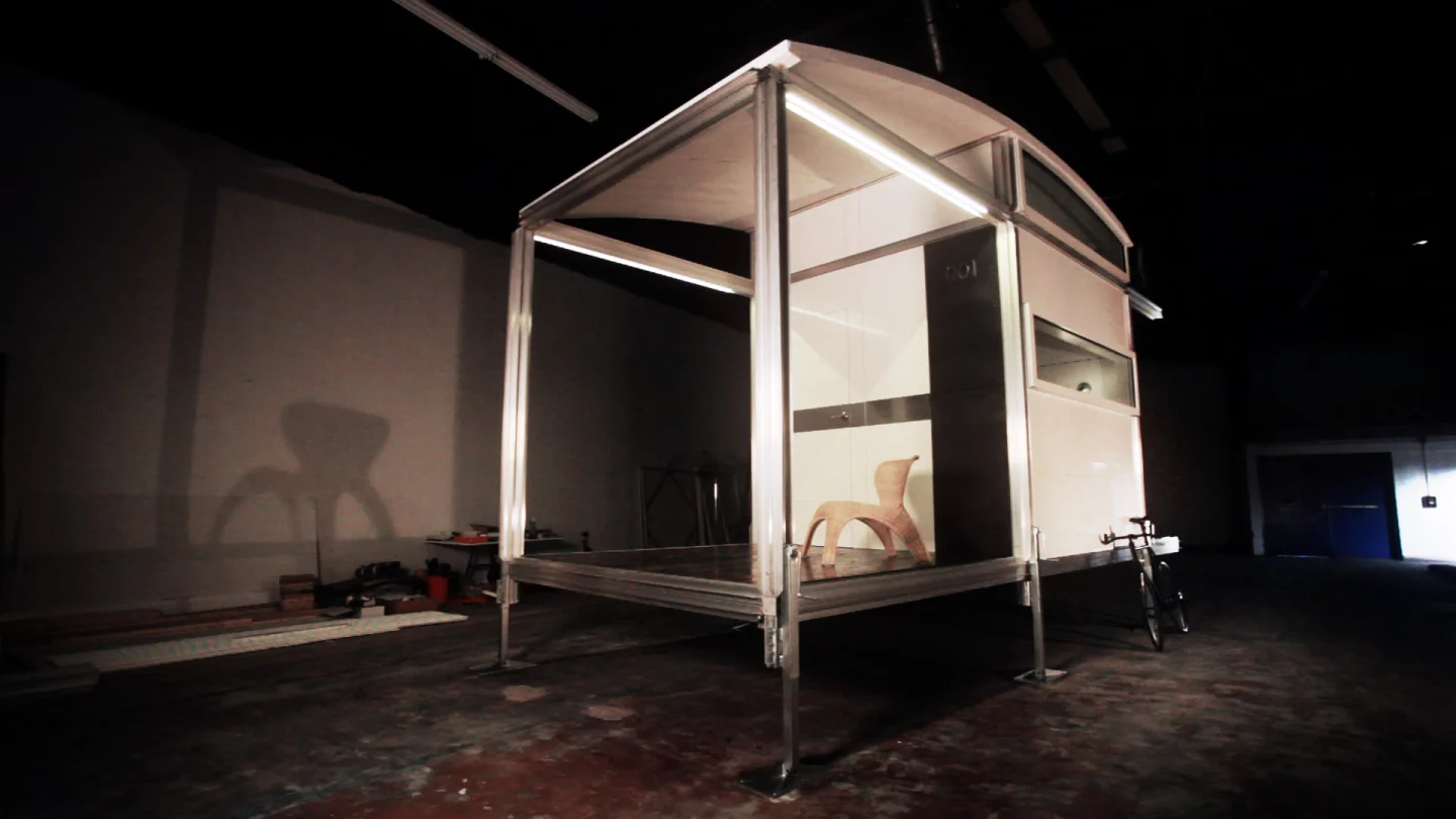 Comprising of a series of interlocking components, the single-room home can be assembled by almost anybody