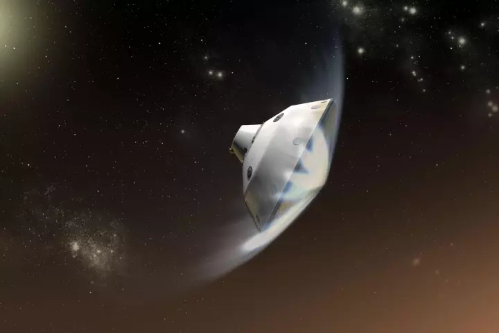 Artwork of Curiosity entering the Martian atmosphere (Image: NASA)