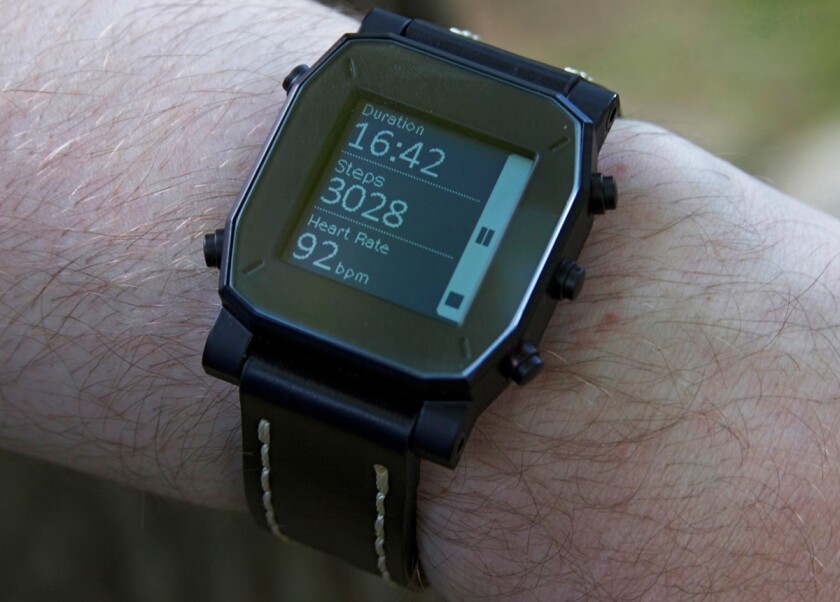 The Agent smartwatch features a 1.28 inch, 128 x 128 pixel resolution "memory LCD" display