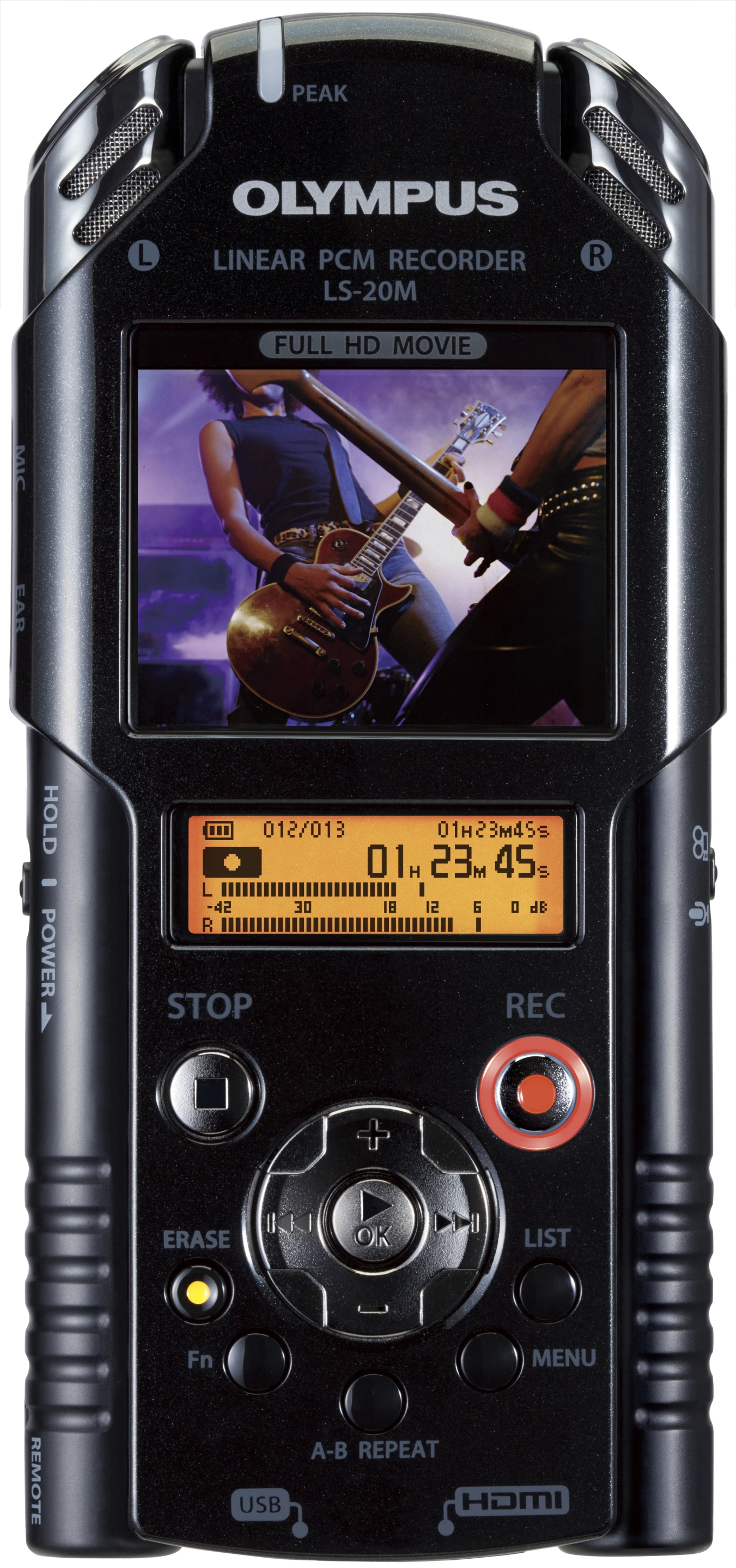 Up to 24-bit/96kHz Linear PCM (WAV) or up to 320kbps MP3 audio recording is available, with unwanted background noise dealt with by a switchable low-cut filter